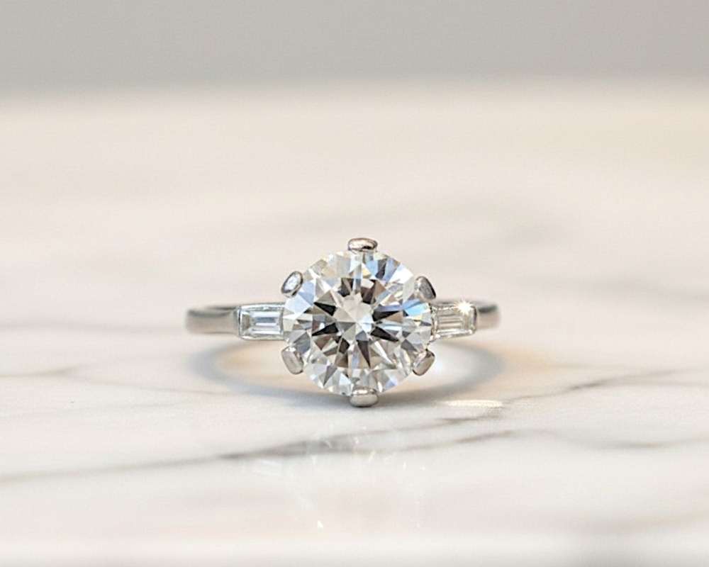 Art Deco 2.15ct diamond solitaire in platinum for sale in Leeds, UK.