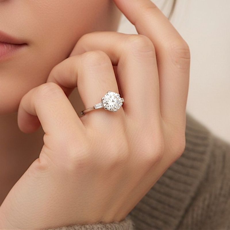 Art Deco 2.15ct diamond solitaire in platinum for sale in Leeds, UK. Shown on a model's hand