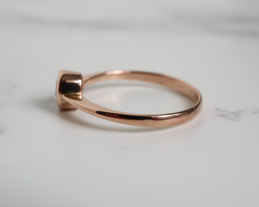 Contemporary sapphire and rose gold ring for sale