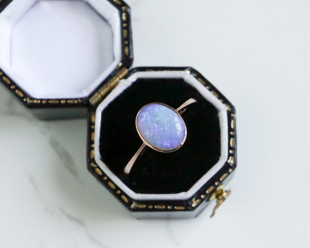 Modern 9ct rose gold and opal ring for sale in Leeds, Yorkshire