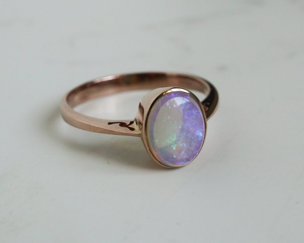 Modern 9ct rose gold and opal ring for sale in Leeds, Yorkshire