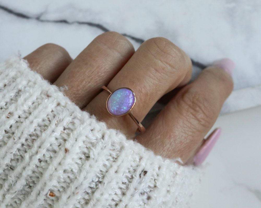 Modern 9ct rose gold and opal ring for sale in Leeds, Yorkshire
