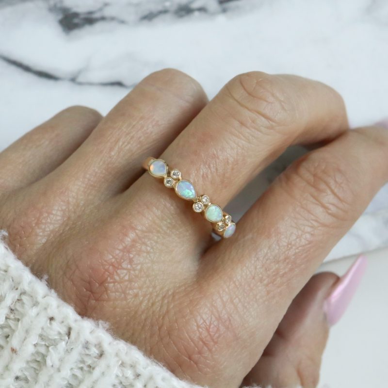 Vintage style 9ct gold, opal and diamond ring for sale in Leeds, Yorkshire