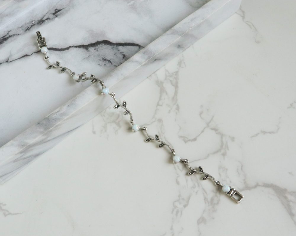 Vintage style opal bracelet in silver and marcasite for sale in Leeds, Yorkshire