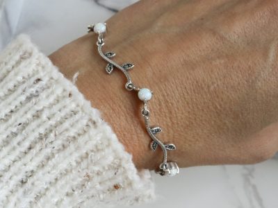 Vintage style opal bracelet in silver and marcasite for sale in Leeds, Yorkshire