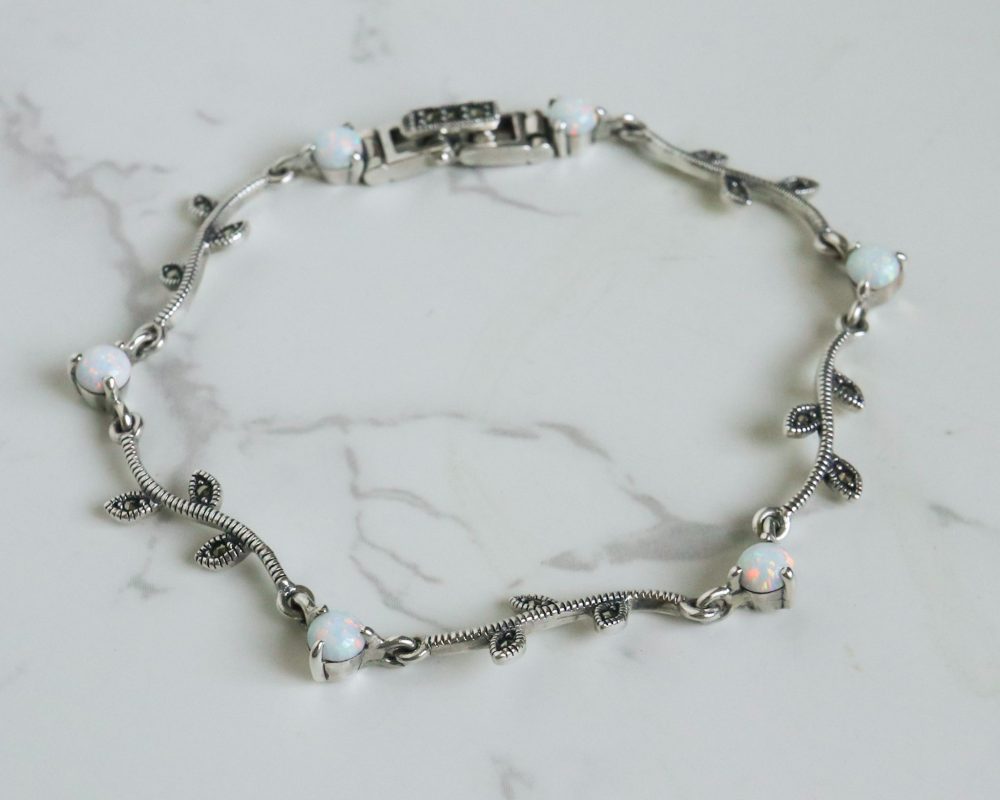 Vintage style opal bracelet in silver and marcasite for sale in Leeds, Yorkshire