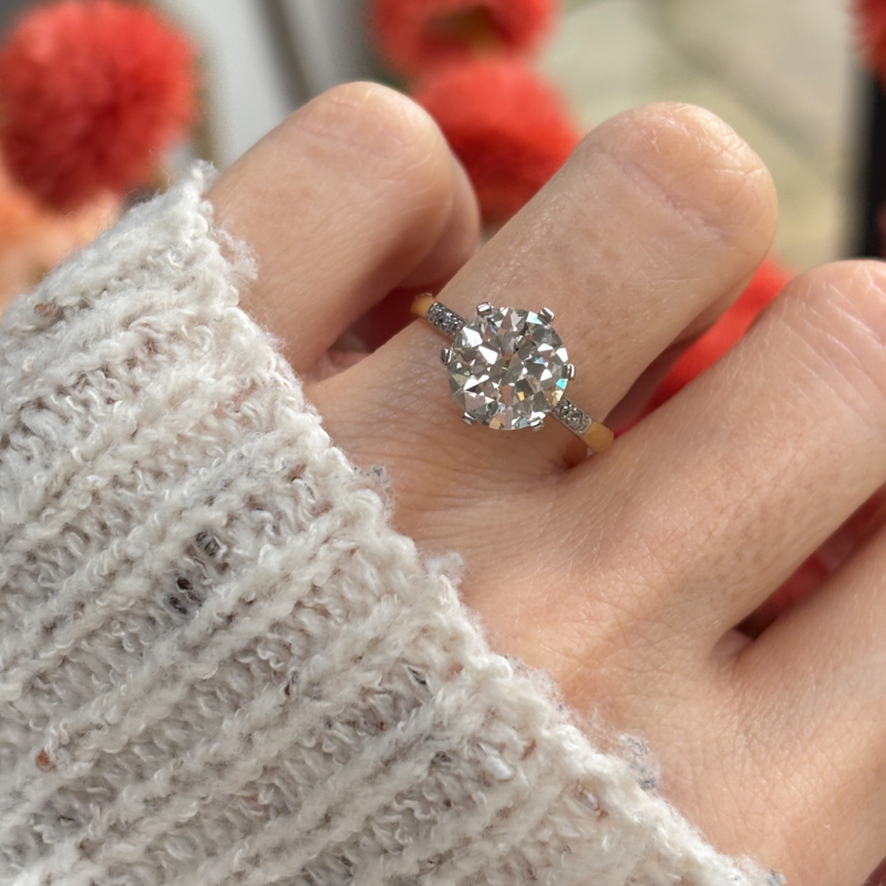 art deco diamond solitaire engagement ring 2.52ct for sale in Leeds