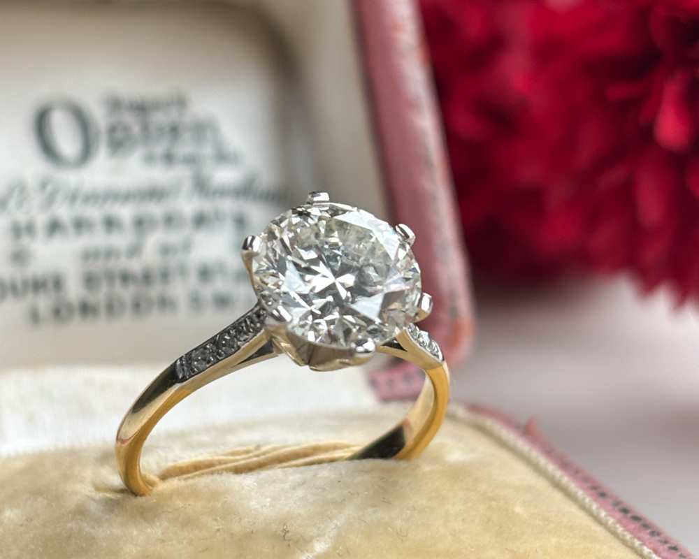 IMG_5949 art deco diamond solitaire engagement ring 2.52ct for sale in Leeds