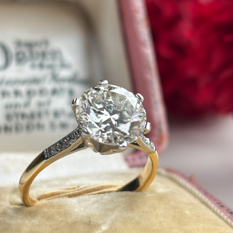 art deco diamond solitaire engagement ring 2.52ct for sale in Leeds