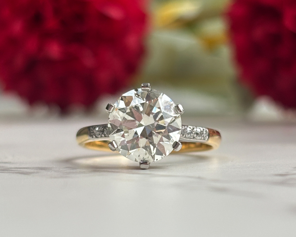 art deco diamond solitaire engagement ring 2.52ct for sale in Leeds