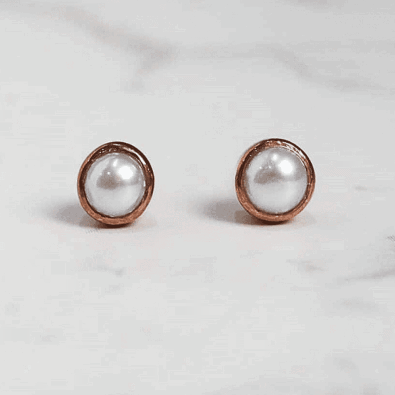 9ct rose gold and cultured pearl studs with matching bracelet, pendant and ring