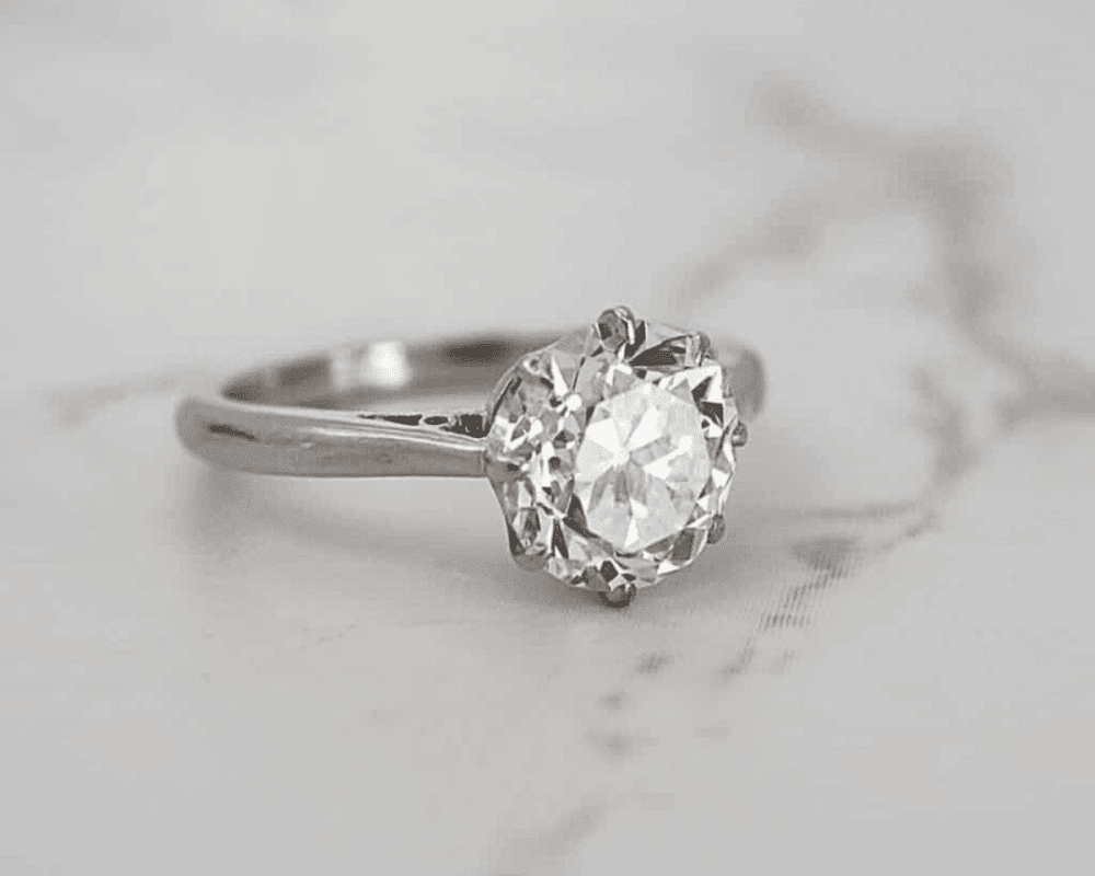 Untitled design(7)(1) 1920s antique diamond solitaire platinum 1.40ct for sale in Leeds, Yorkshire front view