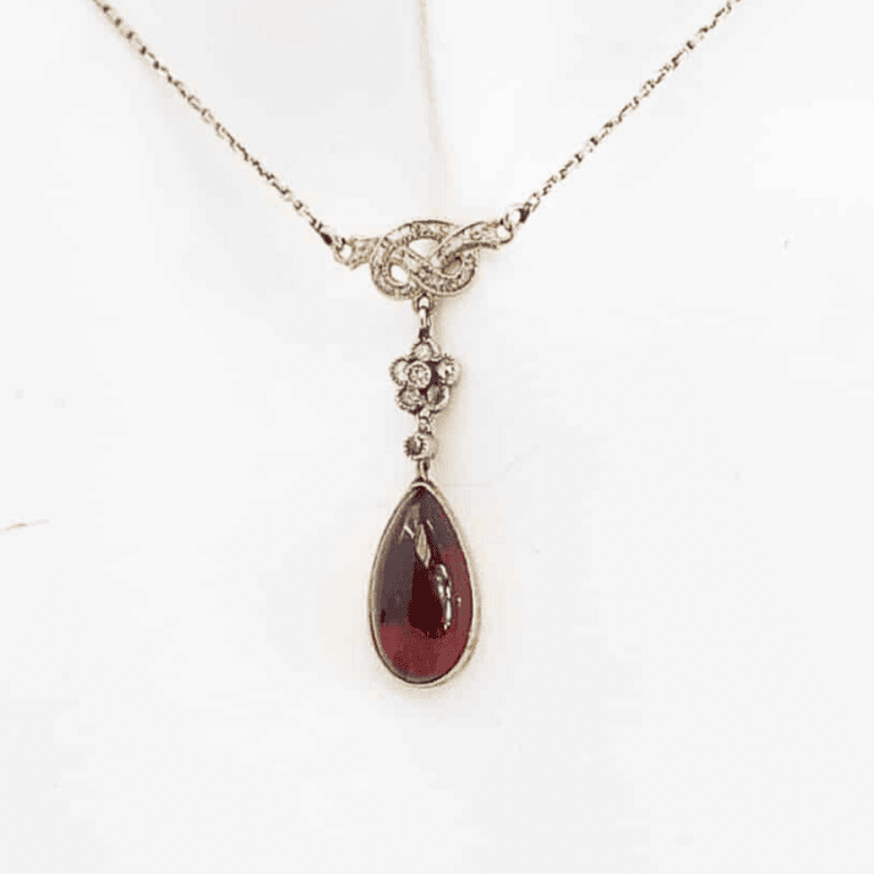 antique Edwardian garnet and diamond necklace for sale in Leeds, Yorkshire