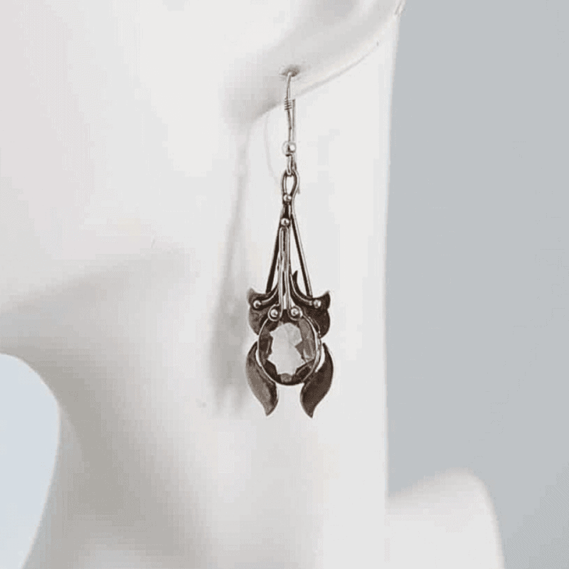 art nouveau silver and amethyst drop in mannequin ear