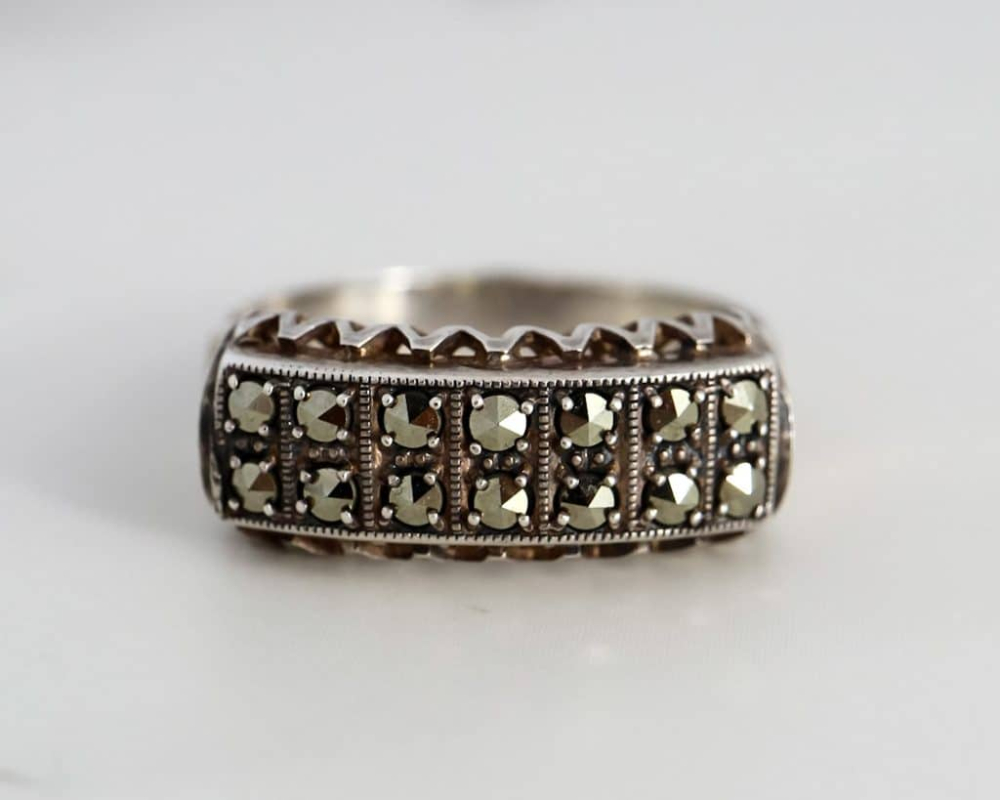 art deco silver and marcasite ring