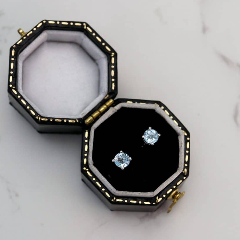 white gold and blue topaz stud earrings for sale
