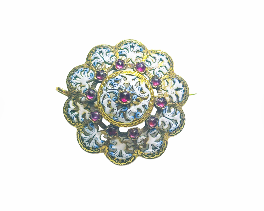 french enamel brooch Victorian french enamel brooch 18ct gold for sale