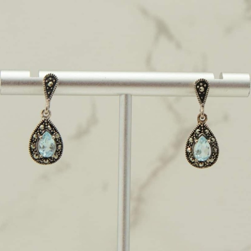 silver and blue topaz earrings
