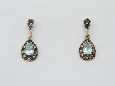 silver and blue topaz earrings