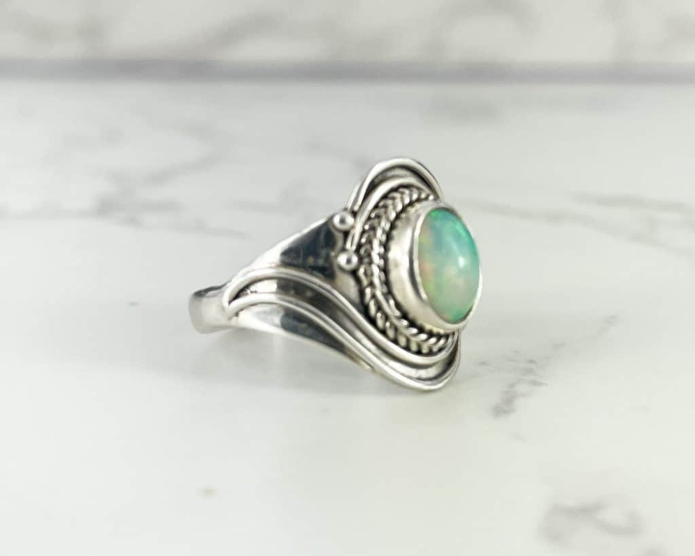 opal and silver ring right hand side