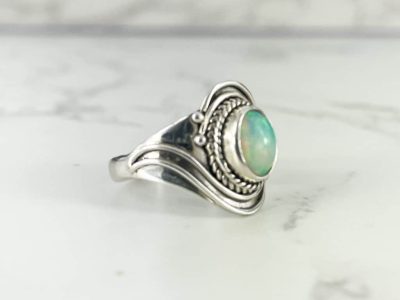 opal and silver ring right hand side