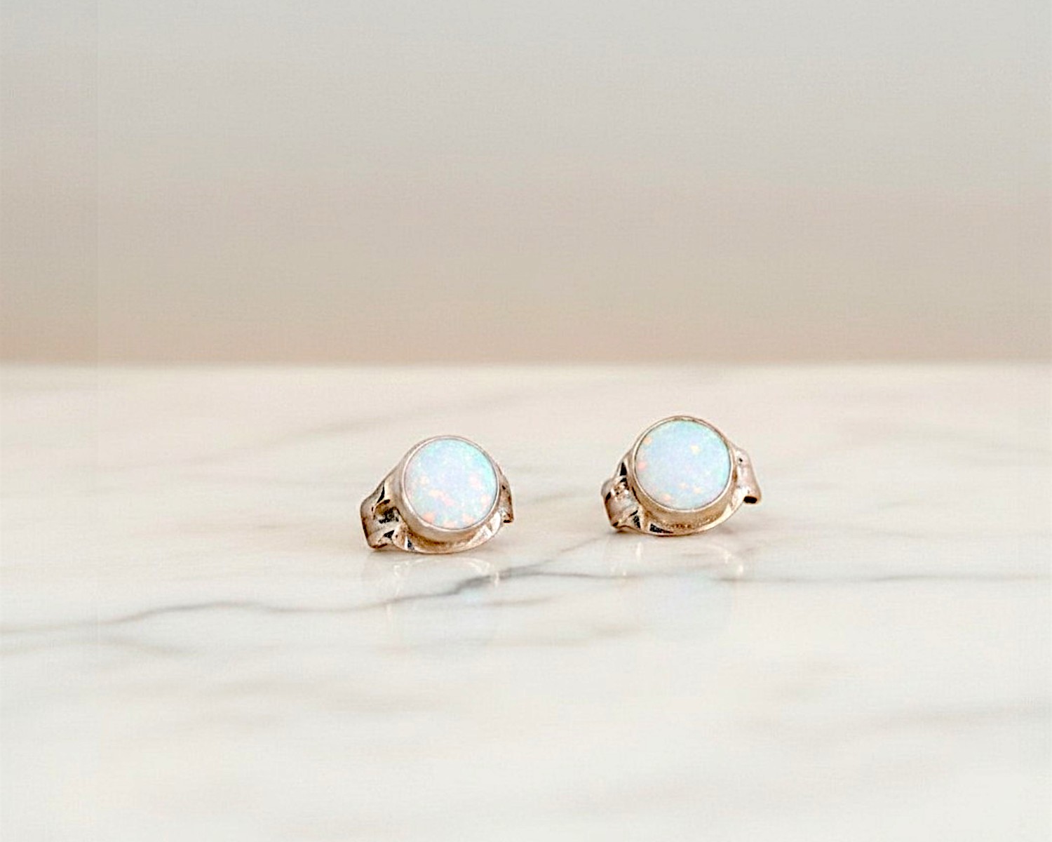 small white opal studs