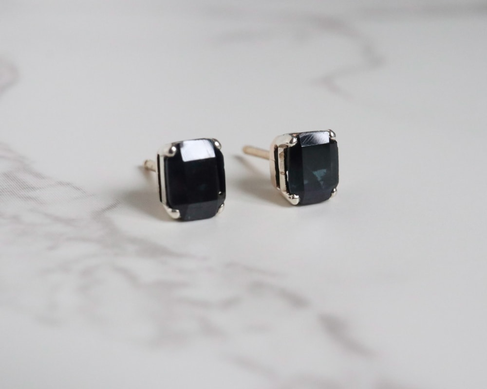 vintage 1950s sapphire studs set in gold and silver for sale in Leeds