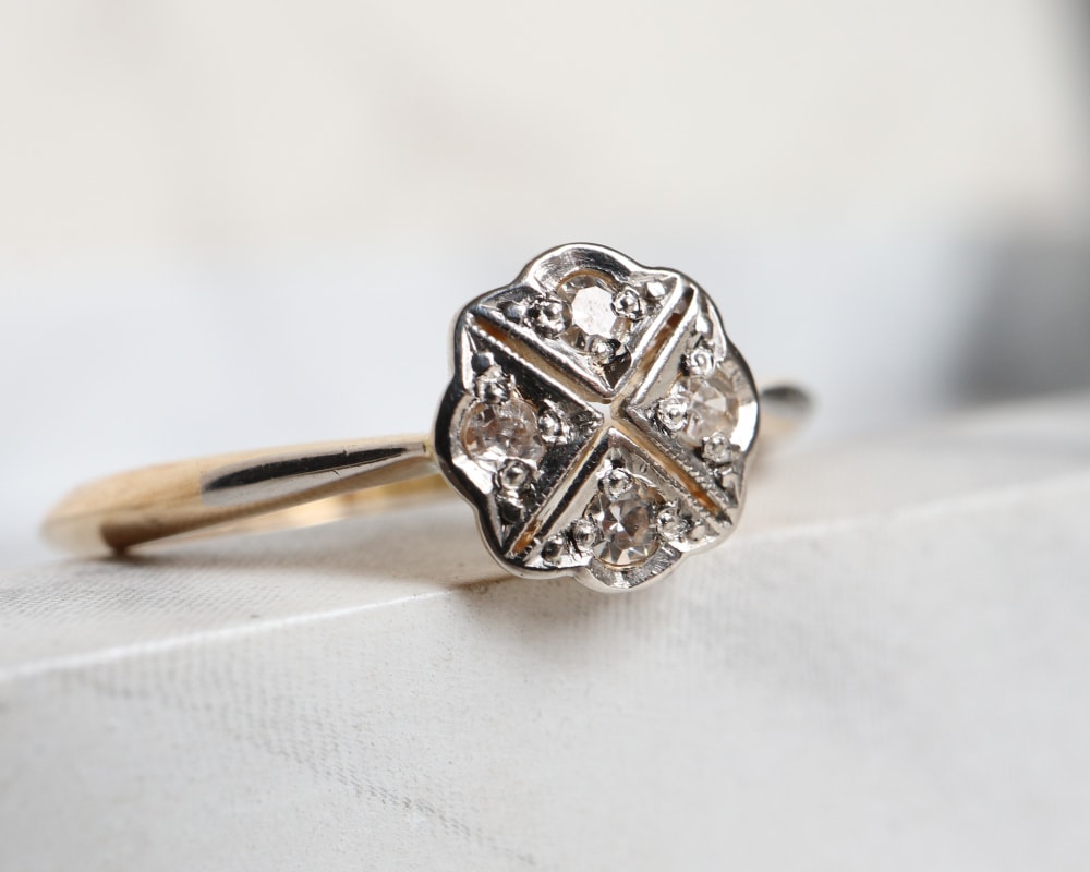 IMG_0395 art deco diamond ring set in 18ct yellow gold