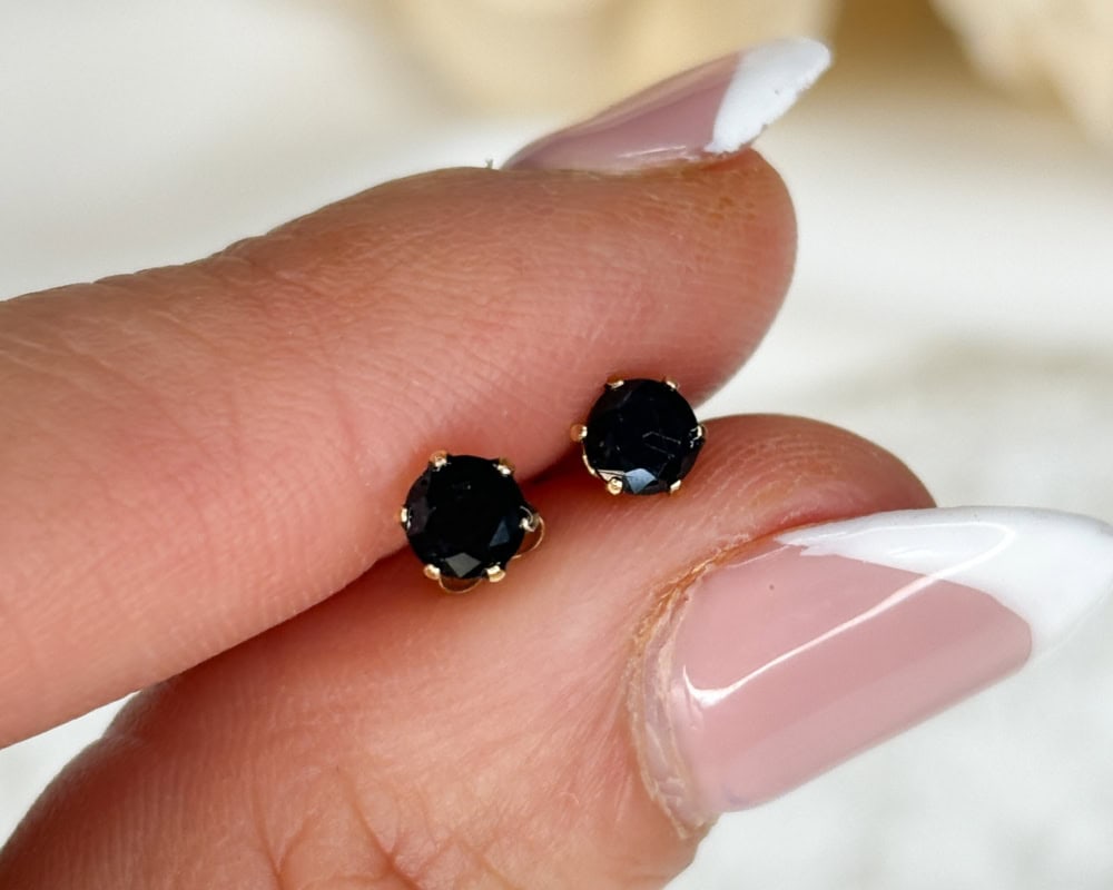 9ct yellow gold and sapphire small stud earrings for sale