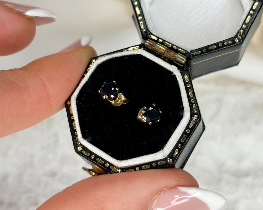 9ct yellow gold and sapphire small stud earrings for sale