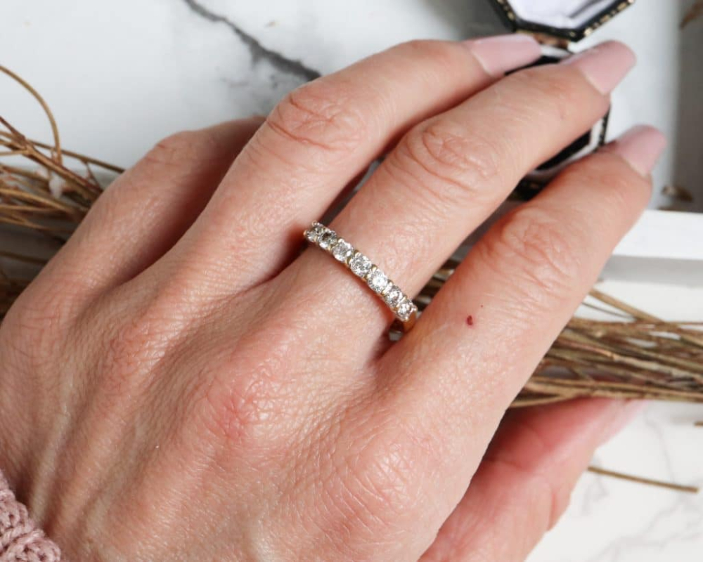 18ct white gold and diamond half eternity ring for sale in Leeds