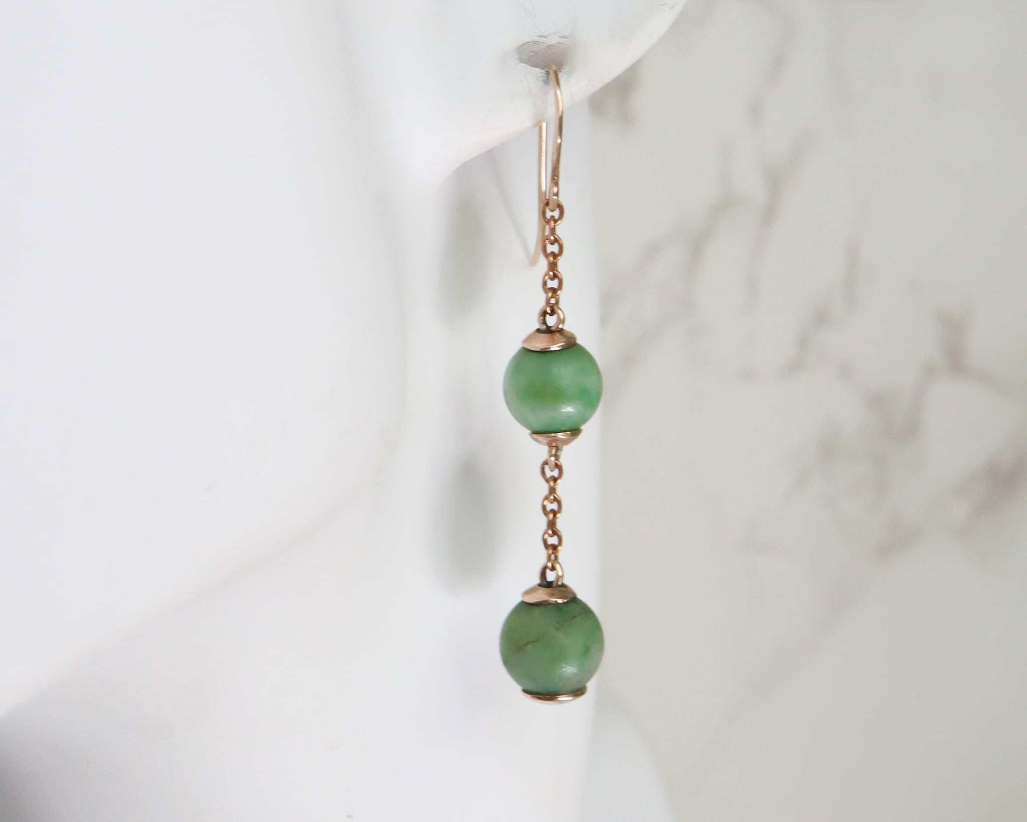 Antique Jade Earrings 9ct Gold Aladdins Cave Jewellery