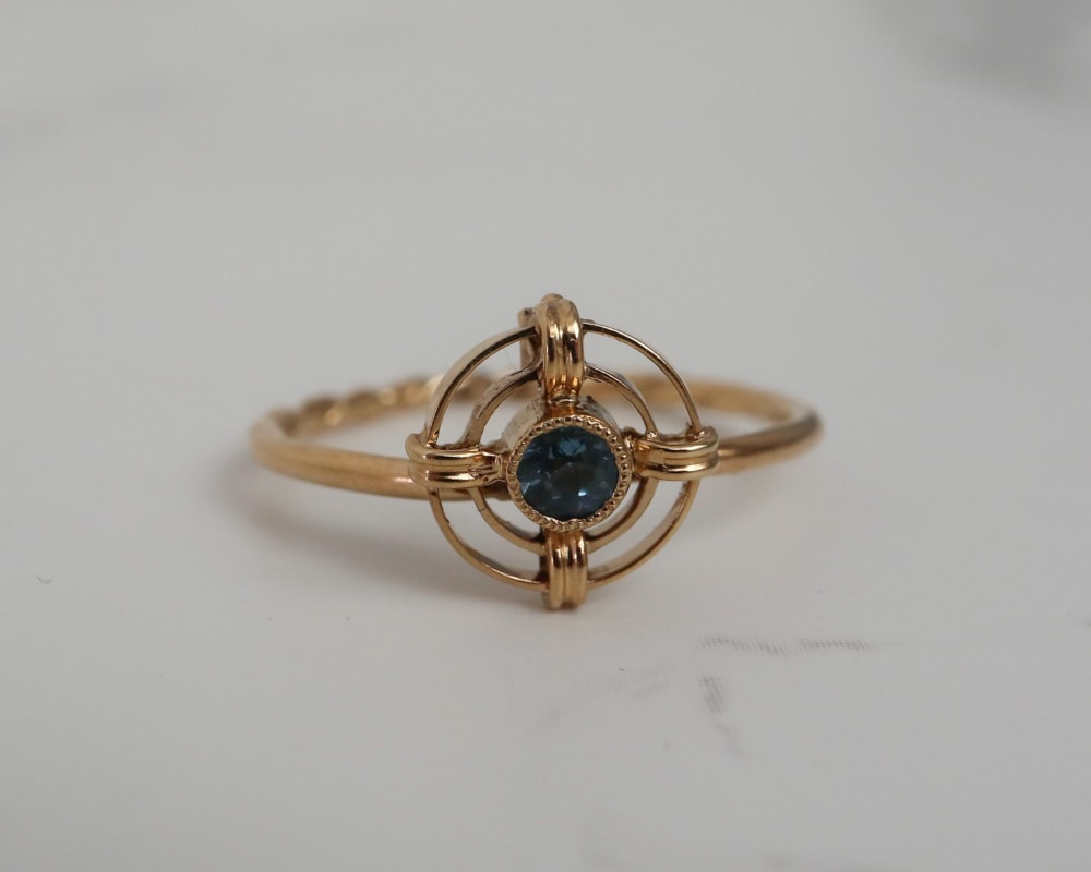 Edwardian sapphire target ring set in 15ct gold for sale in Leeds