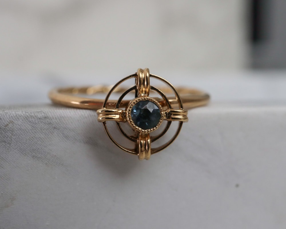 sapphire target ring 8 Edwardian sapphire target ring set in 15ct gold for sale in Leeds