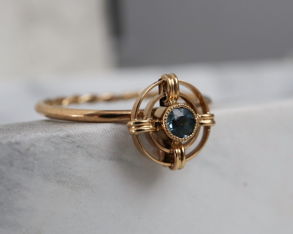 Edwardian sapphire target ring set in 15ct gold for sale in Leeds
