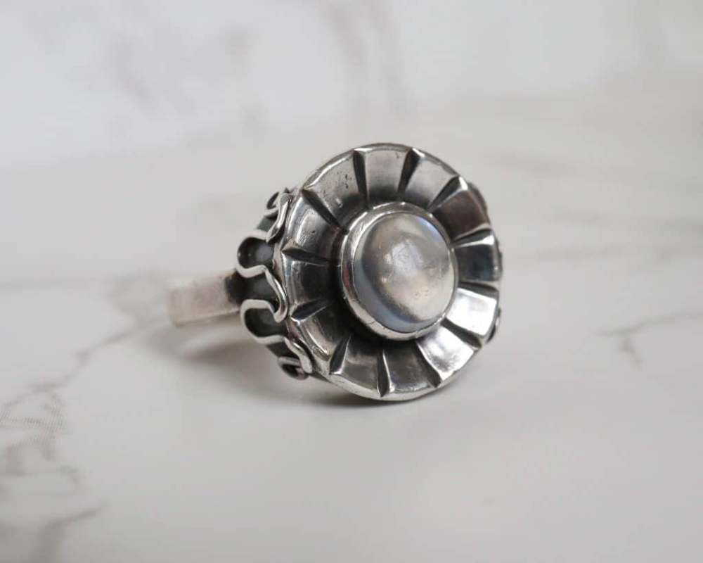 silver-and-moonstone-ring-1024×819 arts and crafts silver and moonstone ring for sale in Yorkshire