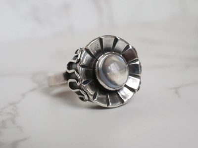 arts and crafts silver and moonstone ring for sale in Yorkshire