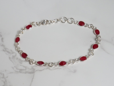 silver and ruby bracelet