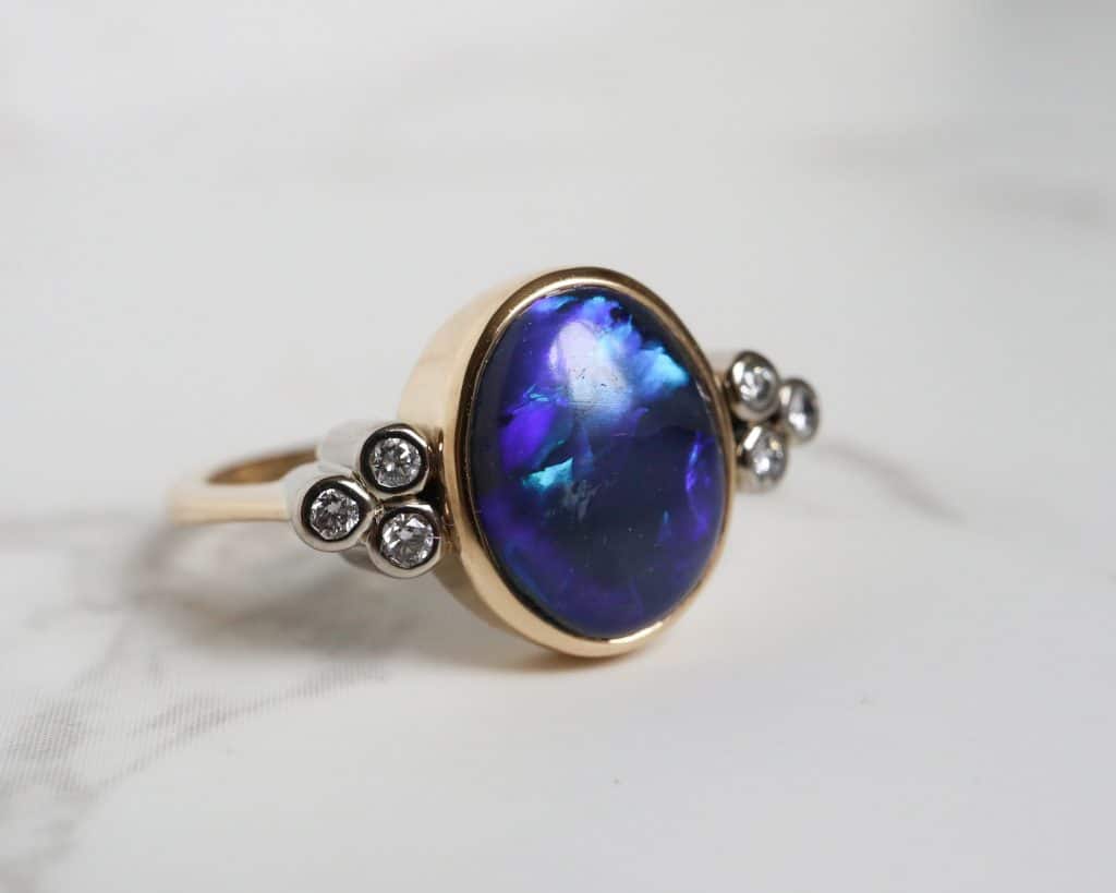 vintage black opal and diamond ring for sale in Leeds