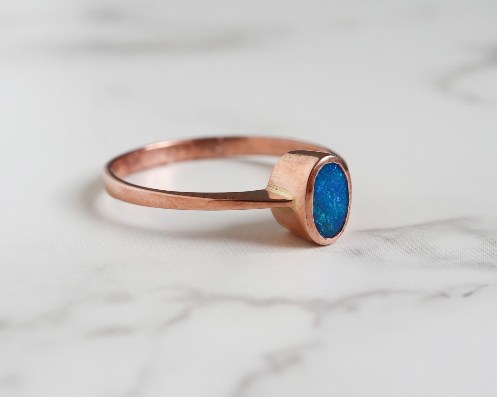 modern 9ct rose gold and opal ring for sale
