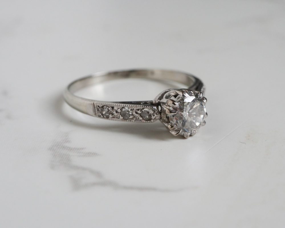 antique art deco diamond ring 0.35ct diamond weight set in 18ct white gold and platinum, antique engagement ring for sale in Leeds