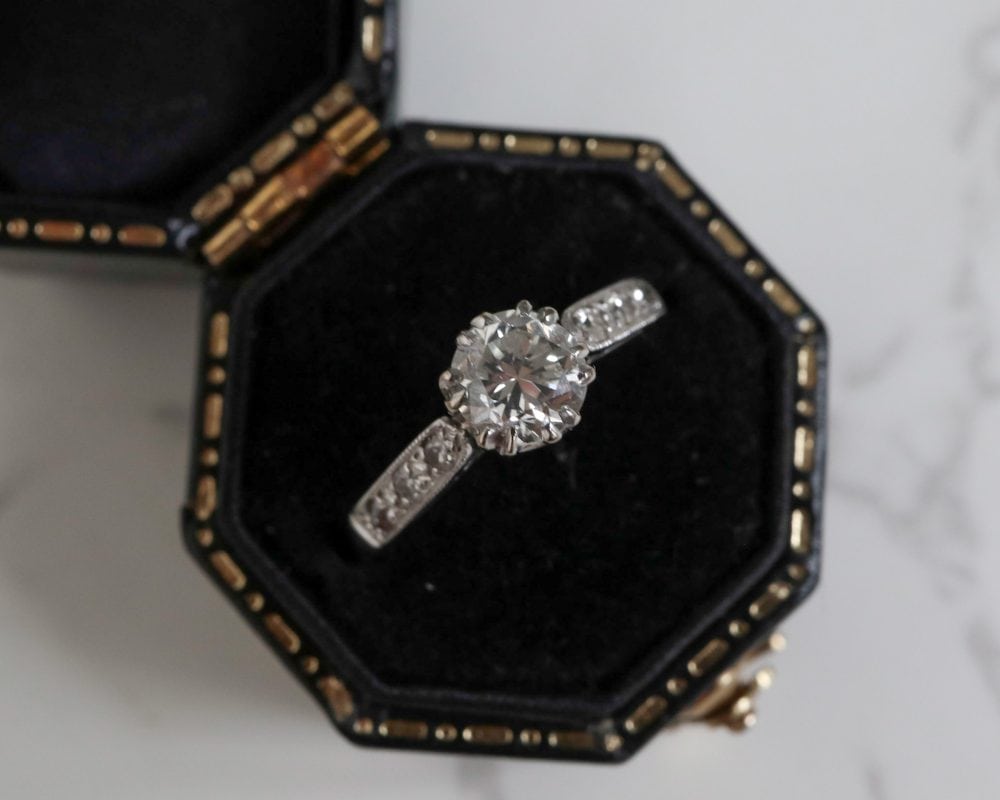 antique art deco diamond ring 0.35ct diamond weight set in 18ct white gold and platinum, antique engagement ring for sale in Leeds