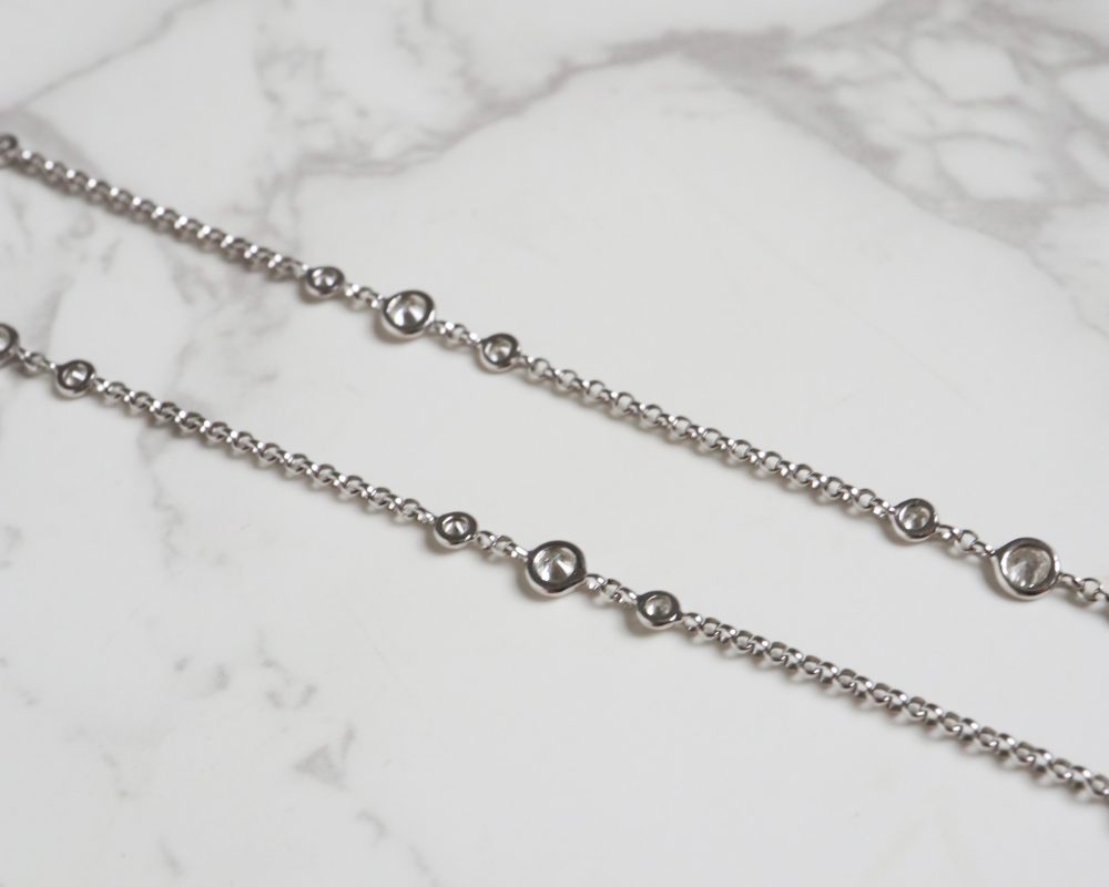 diamond chain necklace in 18ct white gold, long chain with diamonds over 2ct