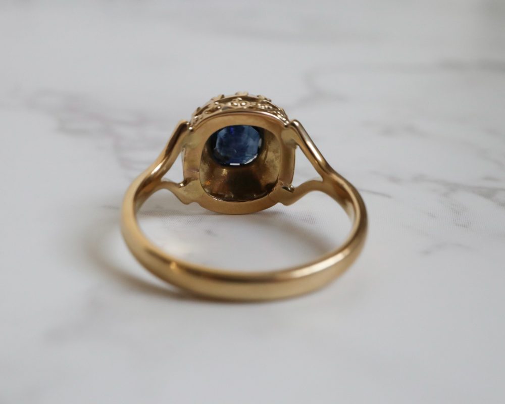 antique Victorian sapphire and diamond ring converted from an antique stick pin