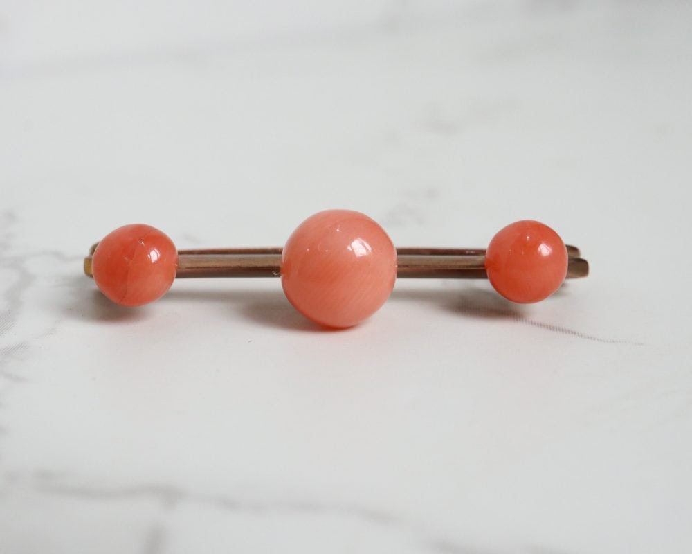IMG_1995 antique Victorian coral brooch in 9ct gold.