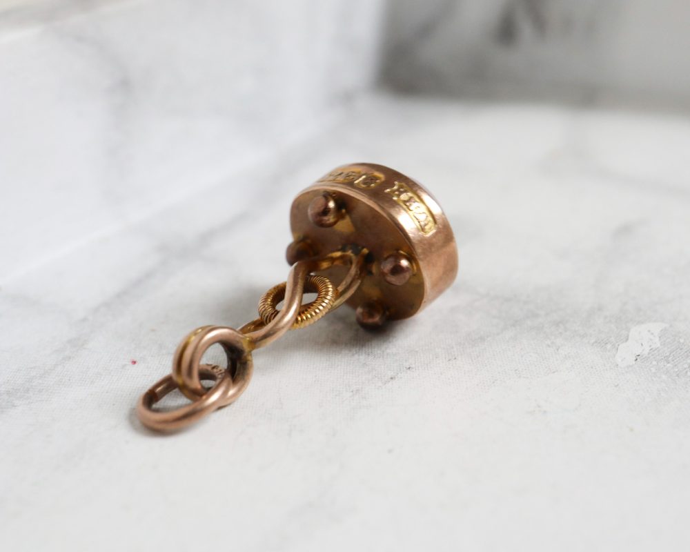 antique Victorian banded agate fob pendant set in 9ct gold, dated Birmingham 1893