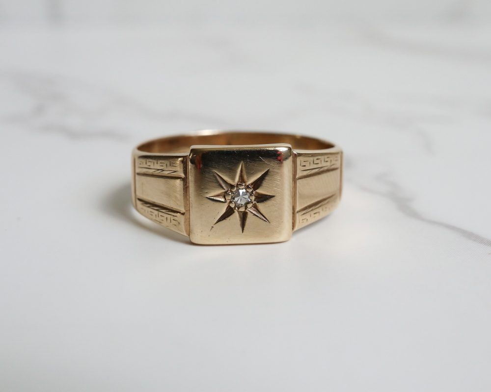IMG_2460 vintage 9ct gold and diamond signet ring for a man or woman