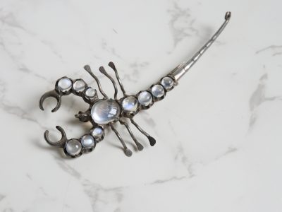 antique Victorian silver and moonstone scorpion brooch for sale