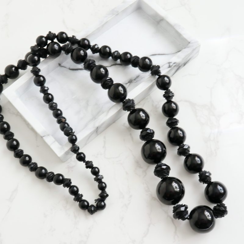 Antique Whitby jet long beads 40 inches long for sale in Leeds, Yorkshire