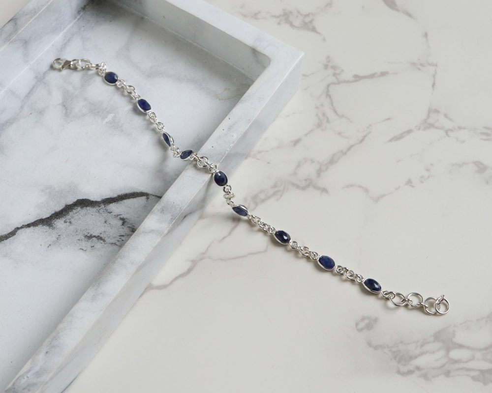 IMG_3230 Silver and sapphire modern bracelet for sale